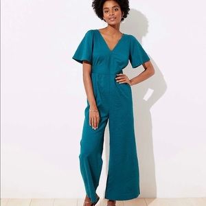 LOFT Beach Flare Sleeve Tie Back Jumpsuit